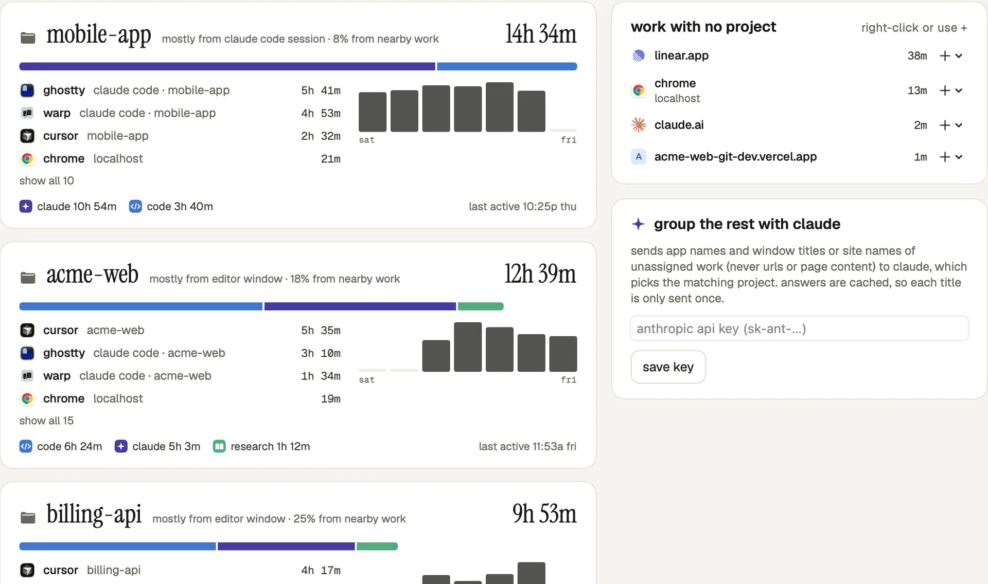 Projects view